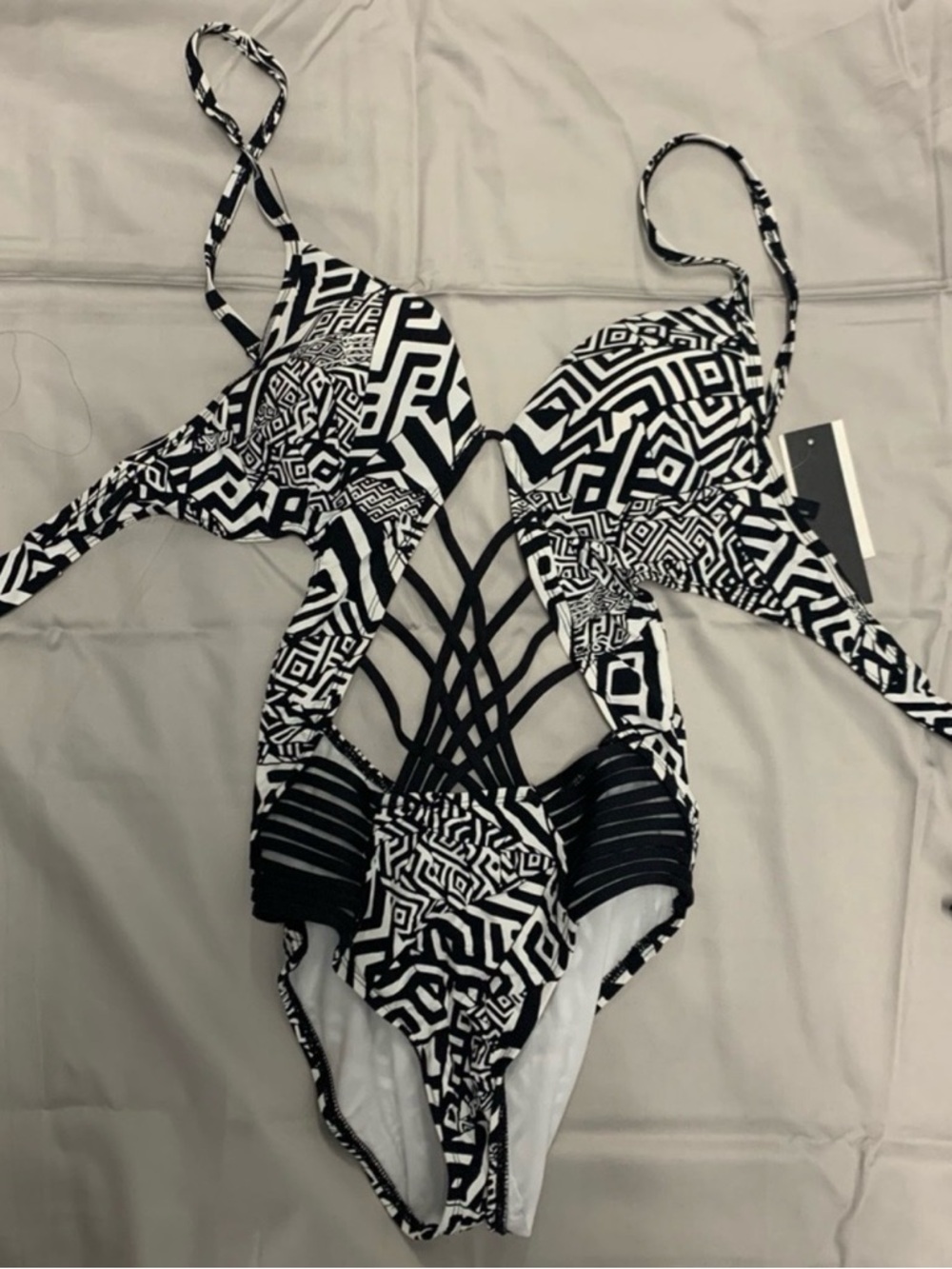 Kenneth Cole Black & White Geometric One-Piece